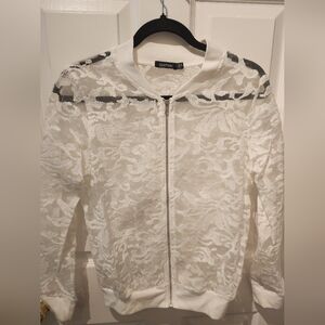 Boohoo Embroidered White Bridal Jacket